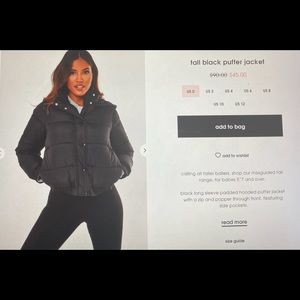 Tall Black Puffer Jacket